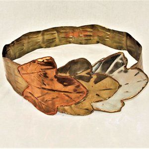 Vintage ‘70s Brutalist Tri-color Metal Leaf Belt